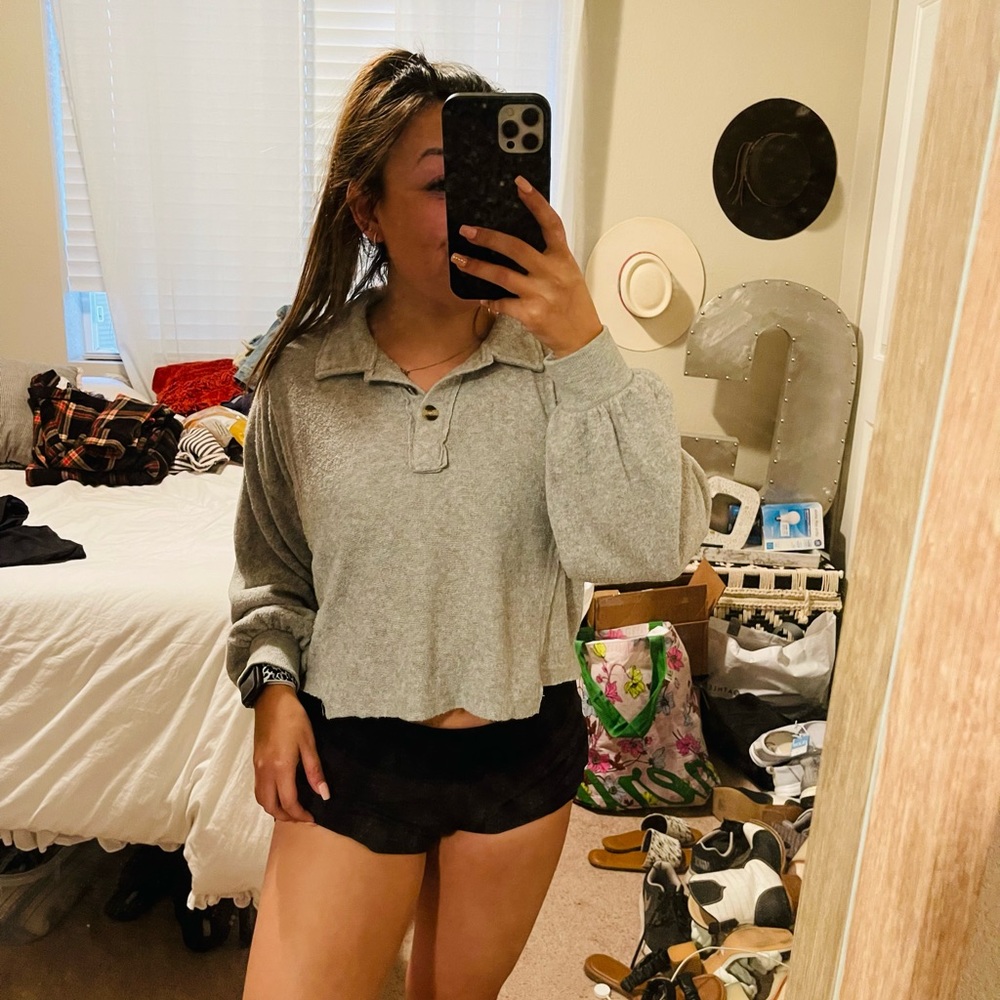 Grey Collared Long Sleeve